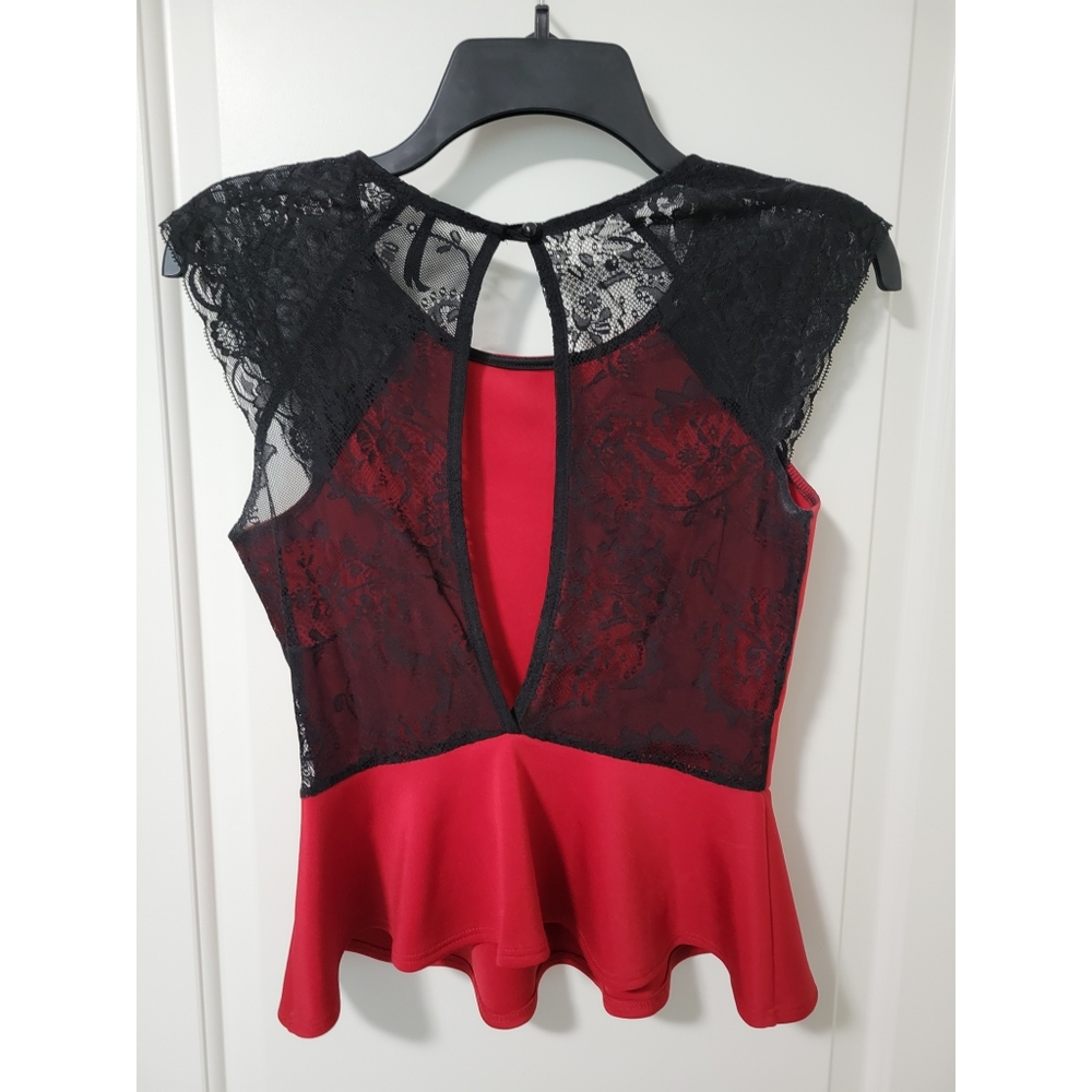 Red Peplum Top - Picture 2 of 5